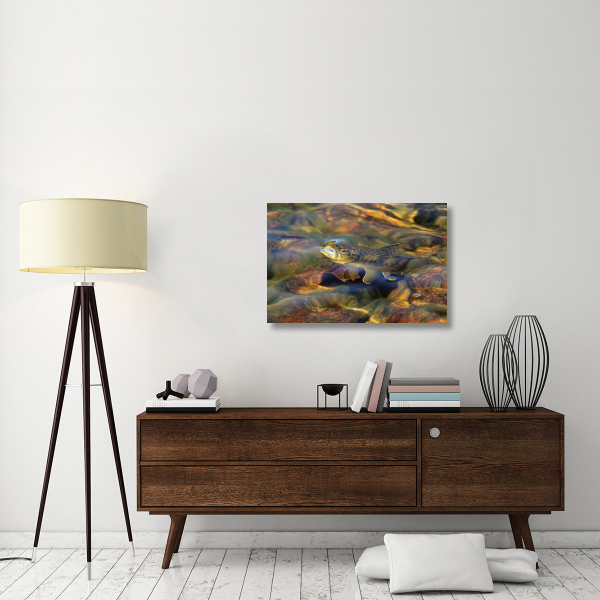 Brown Trout Surfacing-Canvas Art-36&quotx24.12"