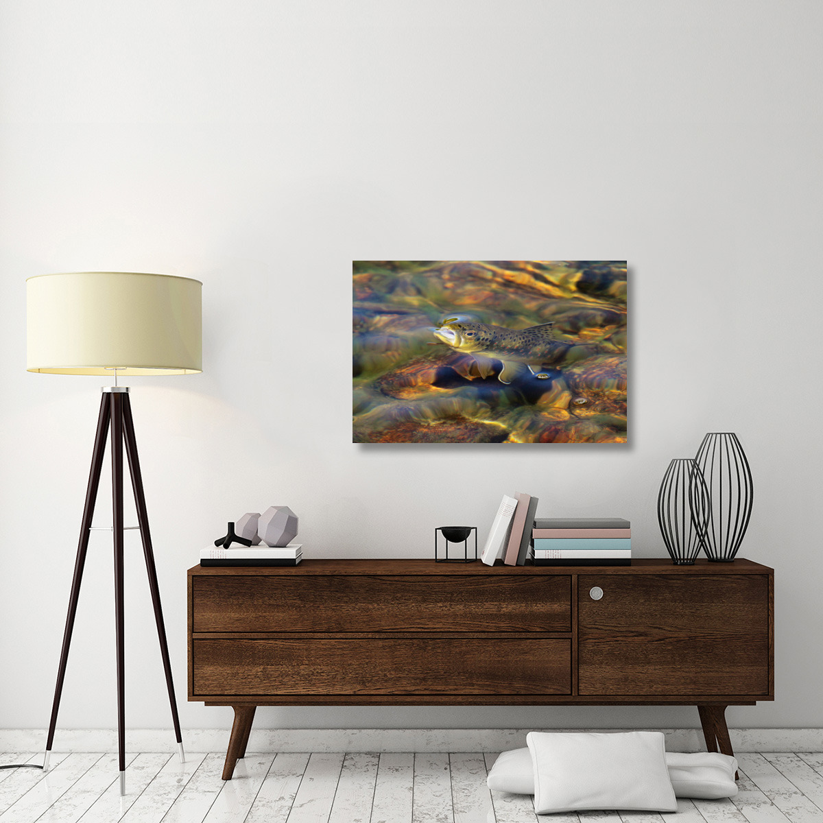 Brown Trout Surfacing-Canvas Art-40&quotx26.8"