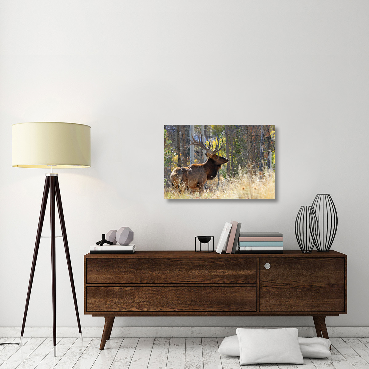 Bull Elk in the Forest-Canvas Art-36&quotx24.12"