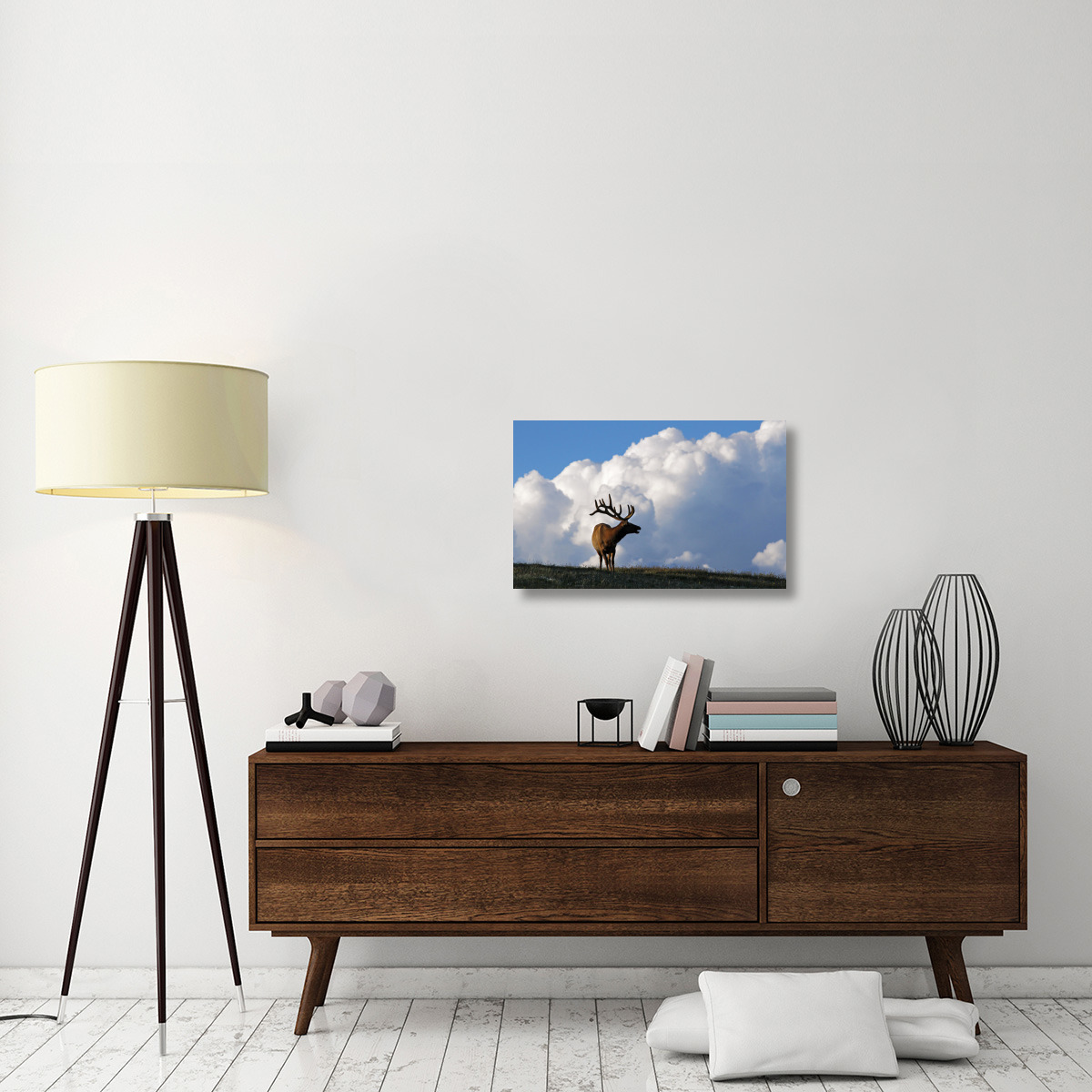 Elk and the Gathering Storm-Canvas Art-30&quotx18.6"