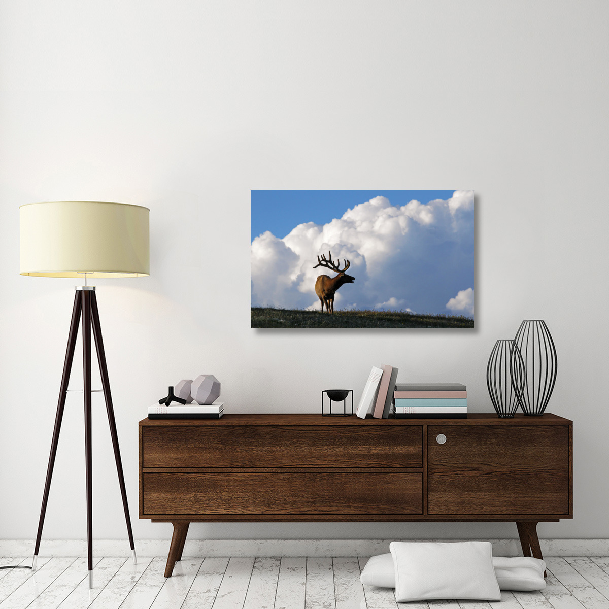 Elk and the Gathering Storm-Canvas Art-44&quotx27.28"