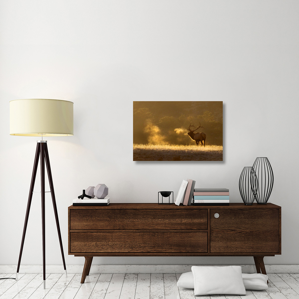 Frosty Morning Bull Elk-Canvas Art-36&quotx24.12"