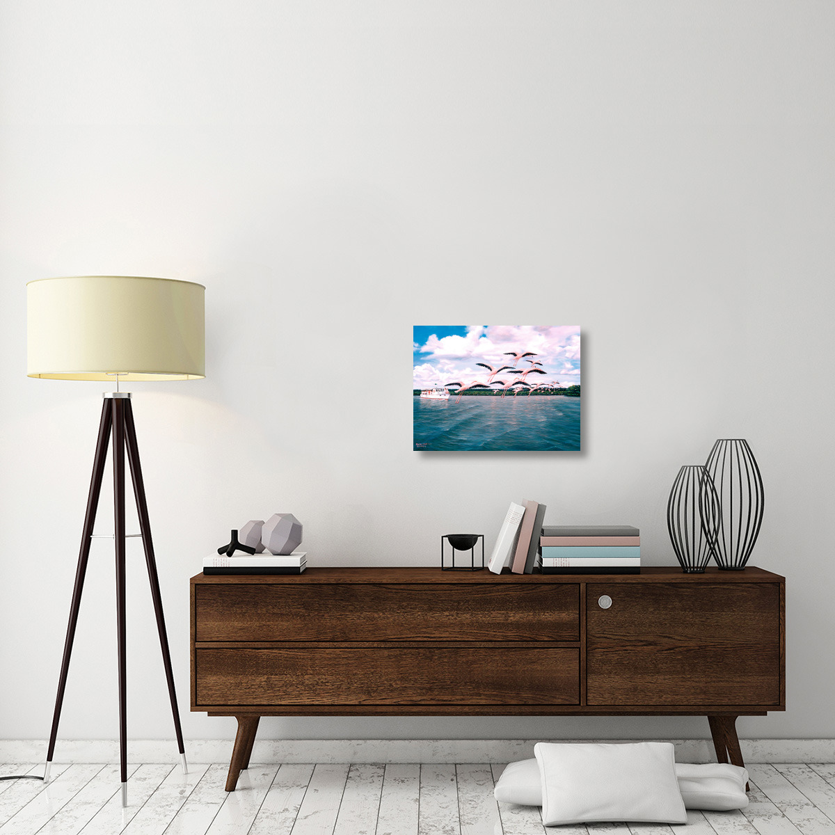 Flamingos-Canvas Art-24&quotx18"