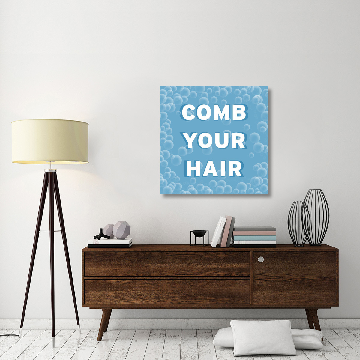 Bathroom Signs - Bubbles - Comb Your Hair-Canvas Art-36&quotx36"