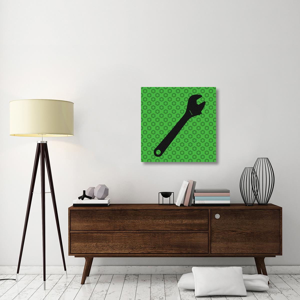 Hand Tools - Wrench and Hex Nut-Canvas Art-30&quotx30"