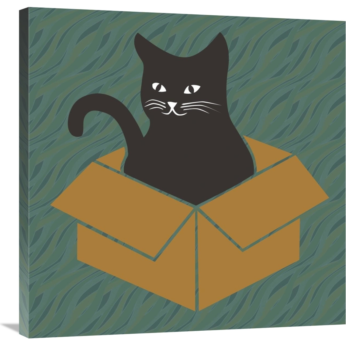 Cat in a Box - Blue-Green-Canvas Art-30&quotx30"