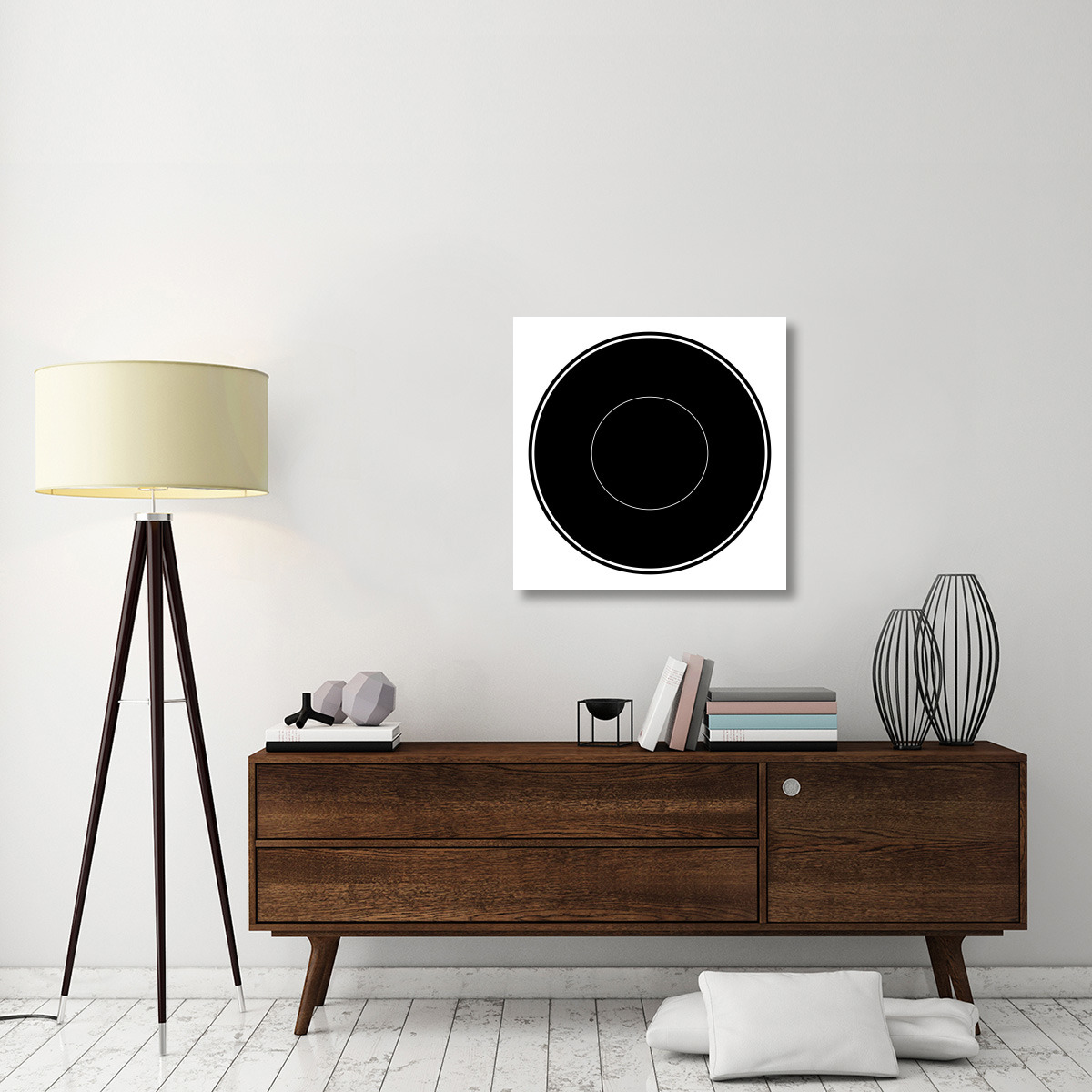Mealtime Black on White - Plate-Canvas Art-30&quotx30"