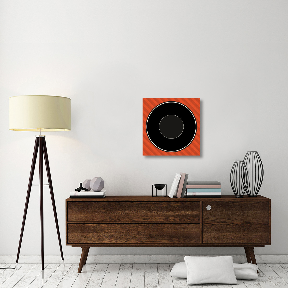 Mealtime Red Stripes - Plate-Canvas Art-24&quotx24"