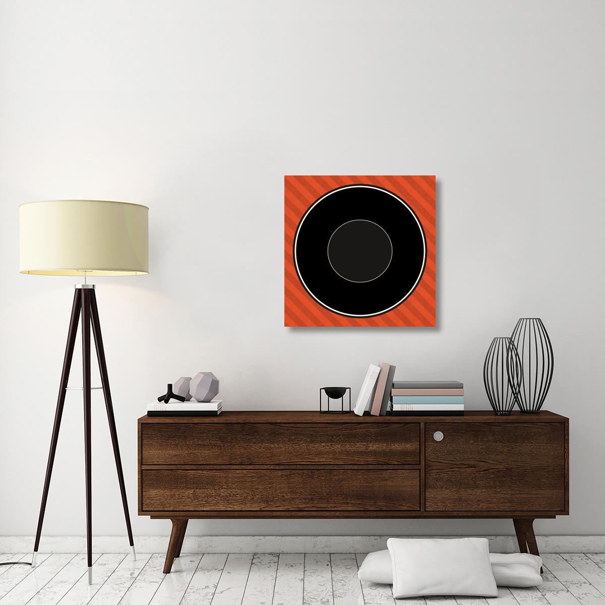 Mealtime Red Stripes - Plate-Canvas Art-30&quotx30"