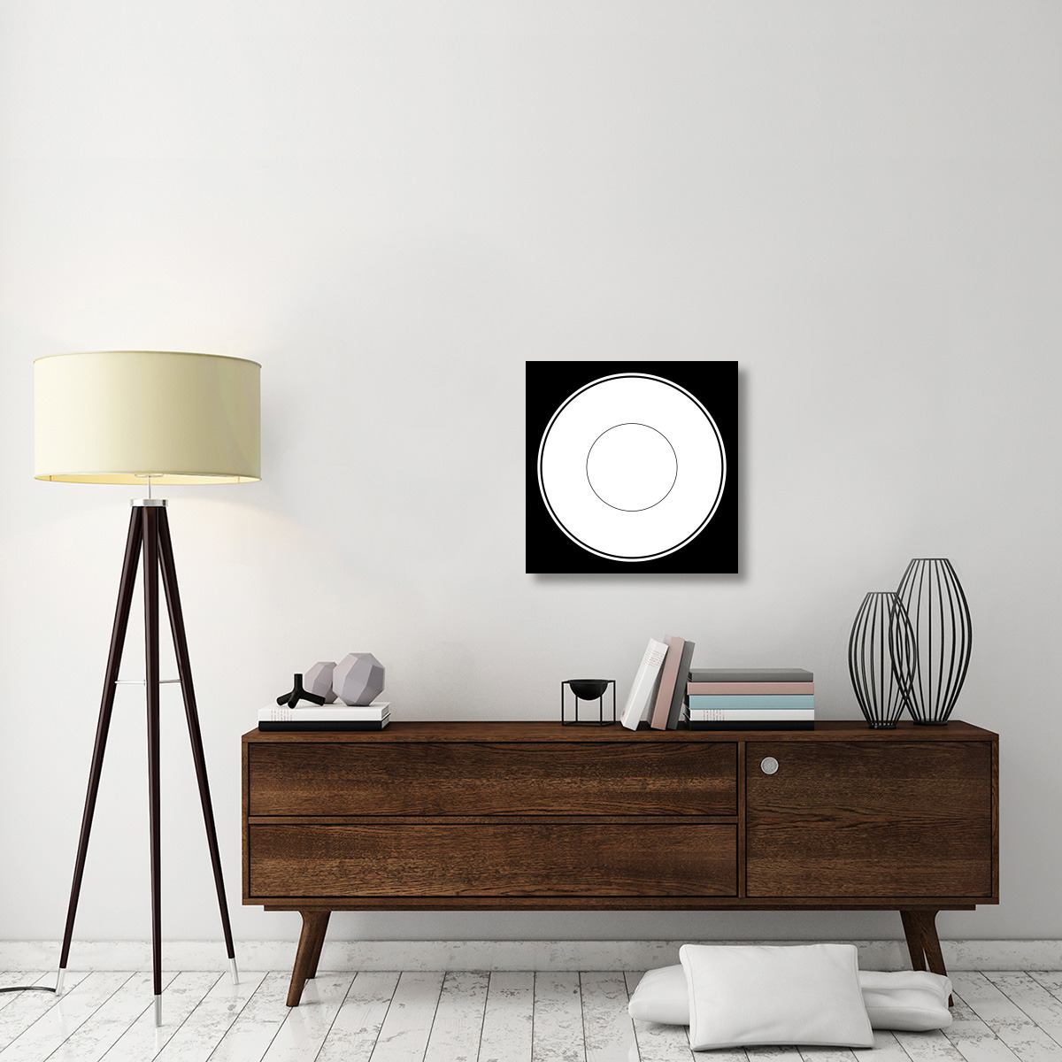 Mealtime White on Black - Plate-Canvas Art-24&quotx24"