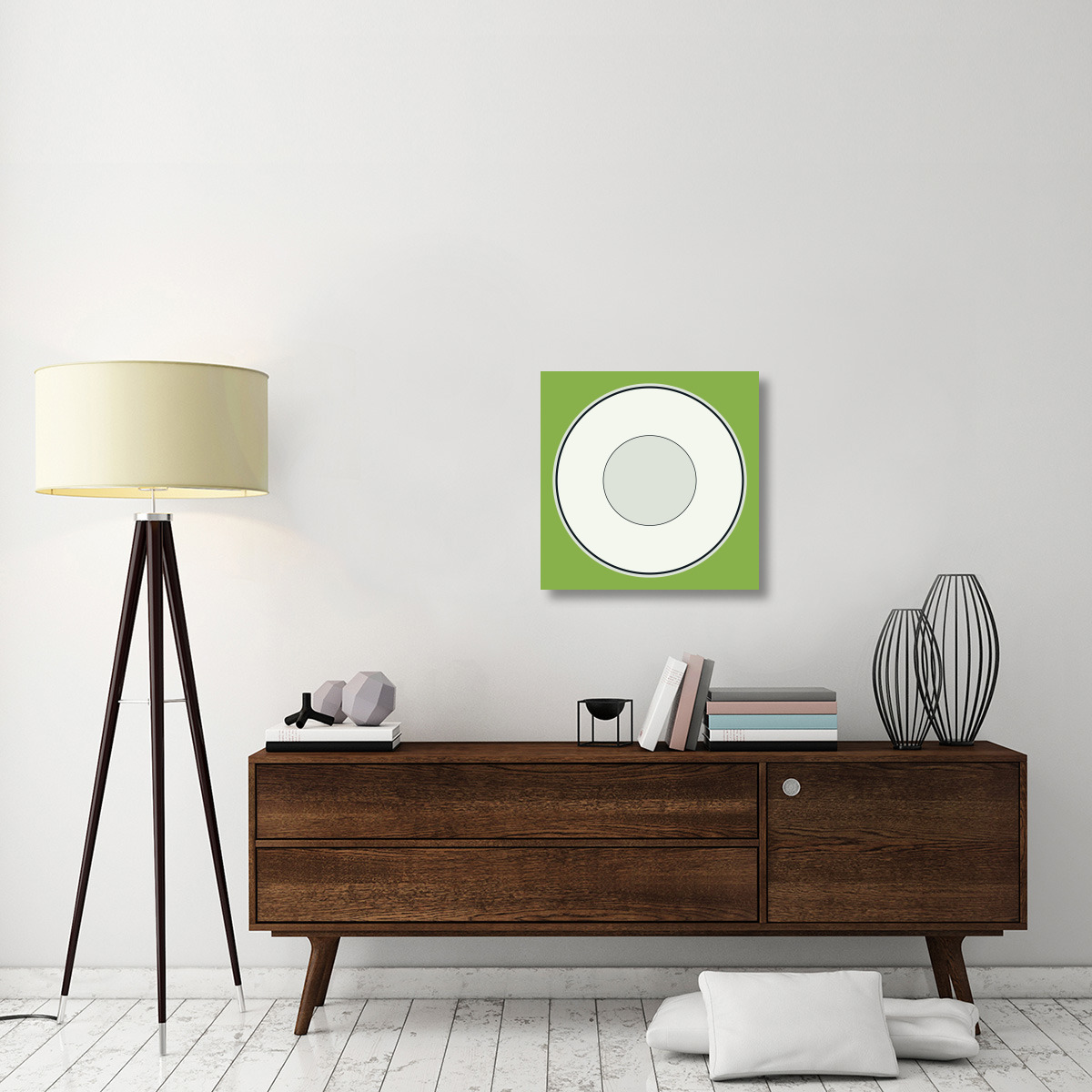 Mealtime White on Green - Plate-Canvas Art-24&quotx24"