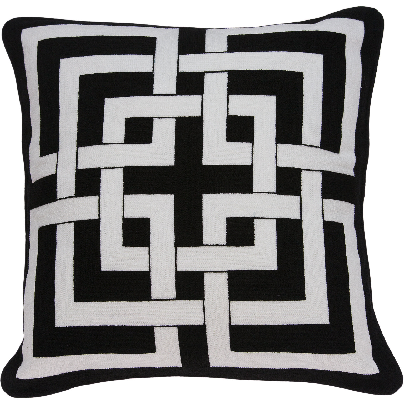 Parkland Collection Abali Transitional Black and White Pillow Cover With Poly Insert