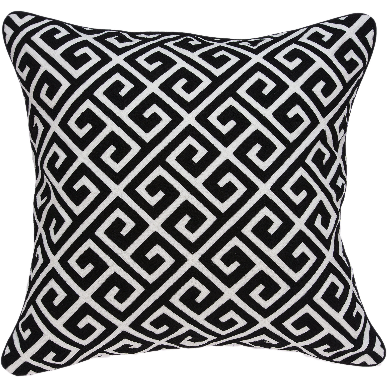 Parkland Collection Cameo Transitional Black and White Pillow Cover With Poly Insert