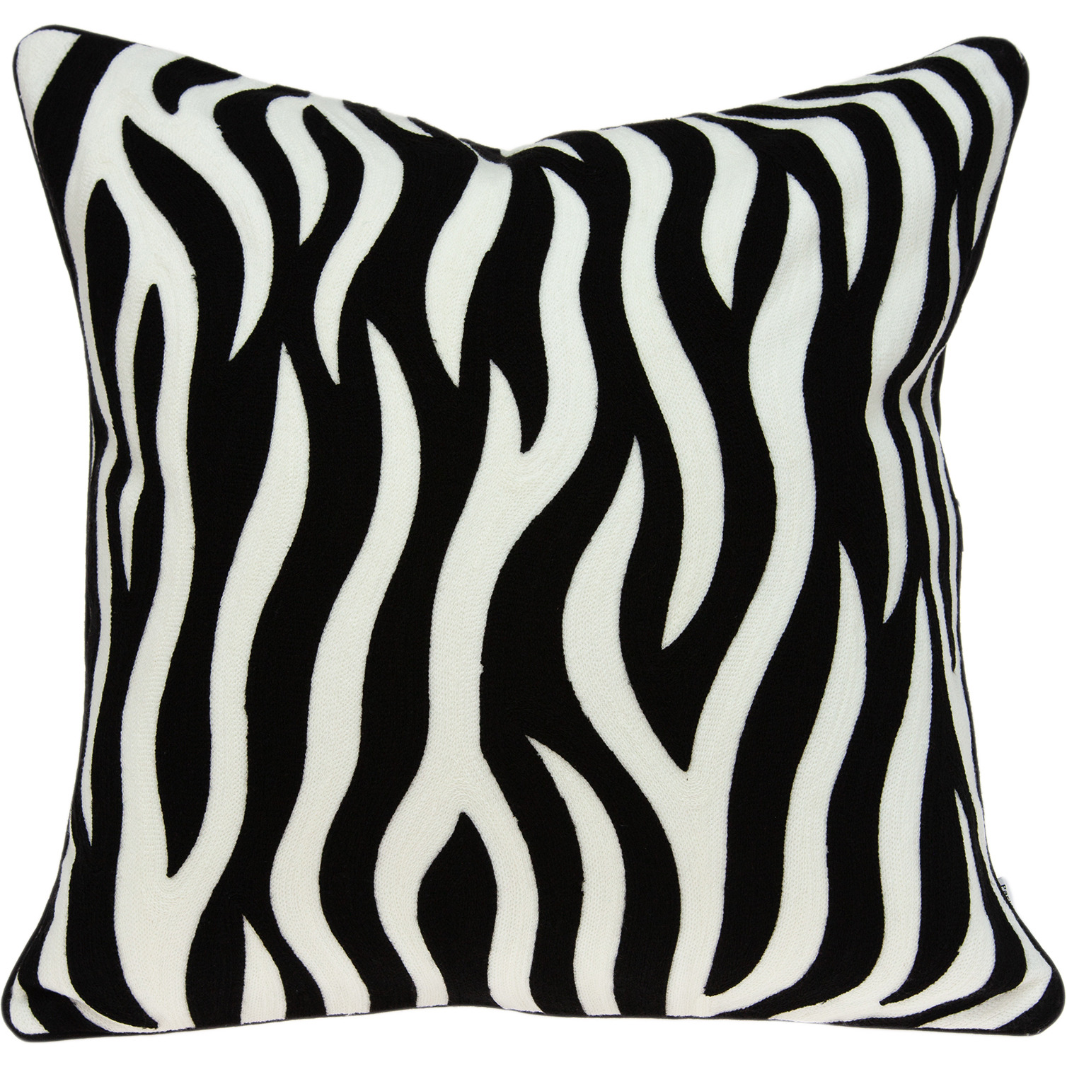 Parkland Collection Simba Transitional Black and White Zebra Pillow Cover With Poly Insert