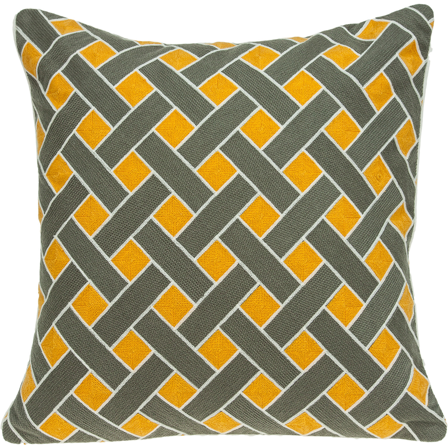 Parkland Collection Kain Transitional Grey and Orange Pillow Cover With Poly Insert
