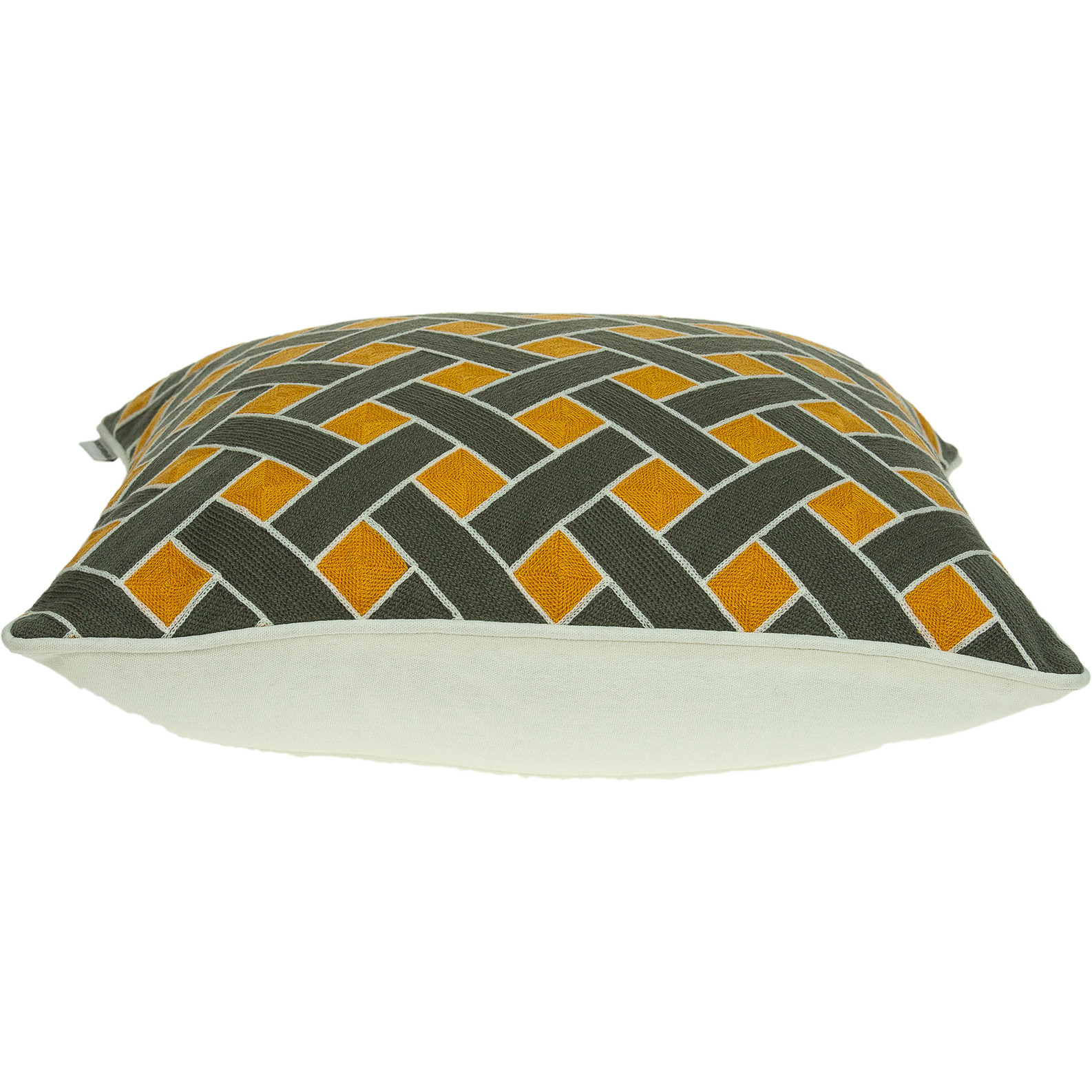 Parkland Collection Kain Transitional Grey and Orange Pillow Cover With Poly Insert