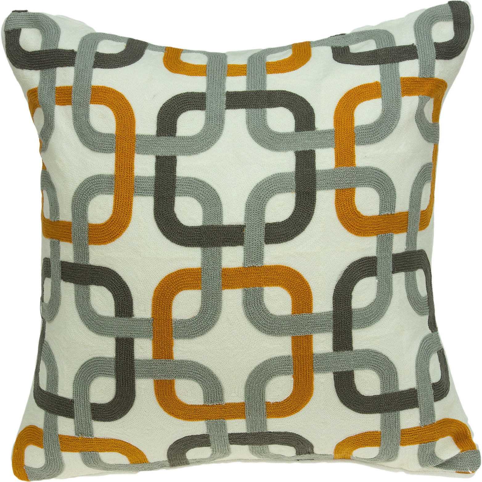 Parkland Collection Boxer Transitional Grey and Orange Pillow Cover With Poly Insert
