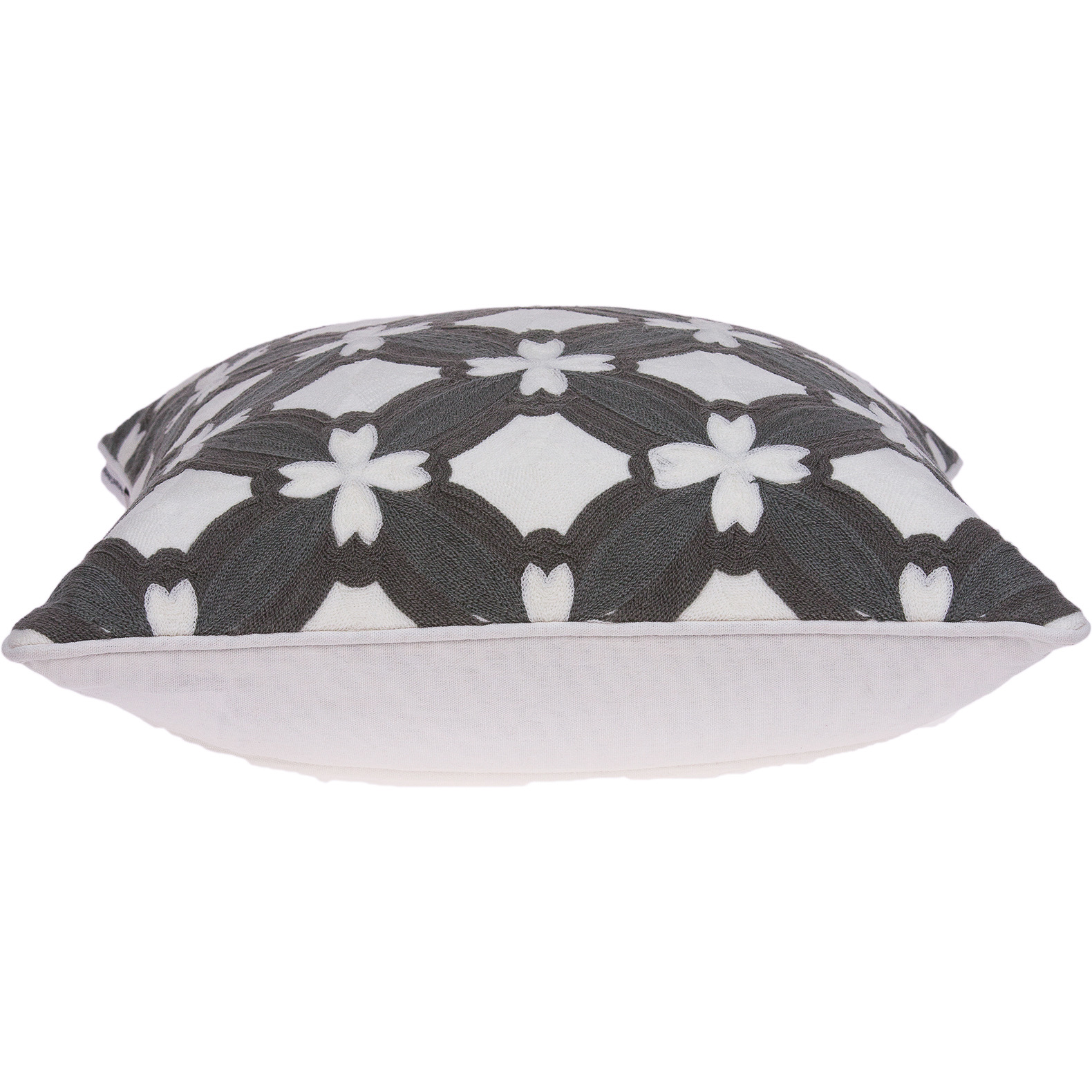 Parkland Collection Noma Transitional Grey and White Pillow Cover With Poly Insert