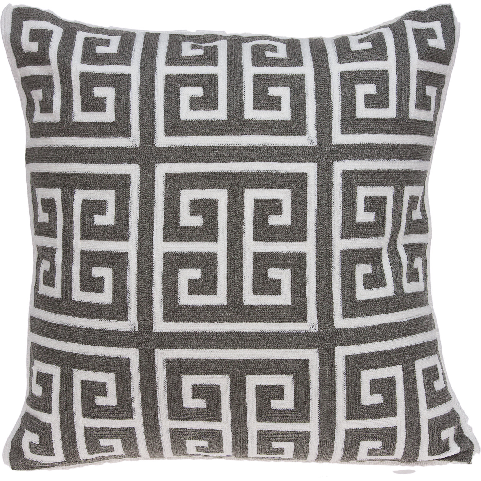 Parkland Collection Adora Transitional Grey and White Pillow Cover With Poly Insert