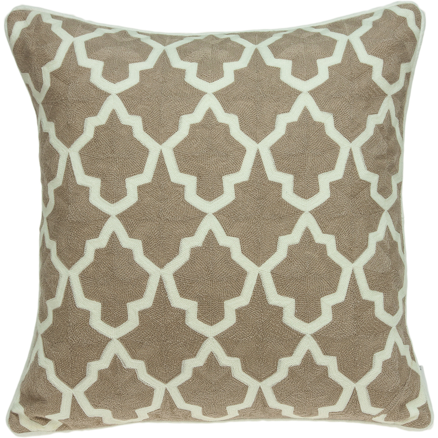 Parkland Collection Canita Transitional Beige and White Pillow Cover With Poly Insert