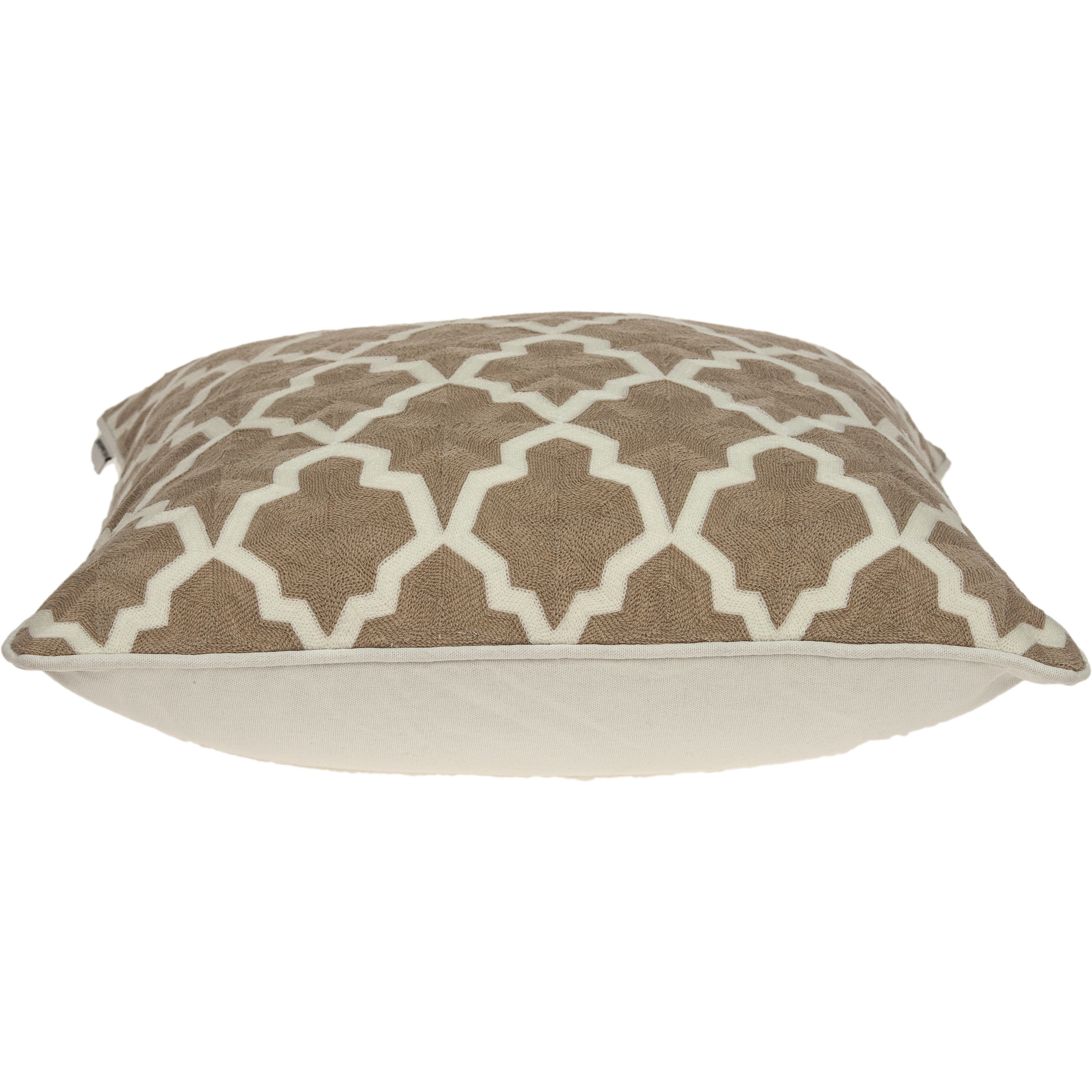 Parkland Collection Canita Transitional Beige and White Pillow Cover With Poly Insert