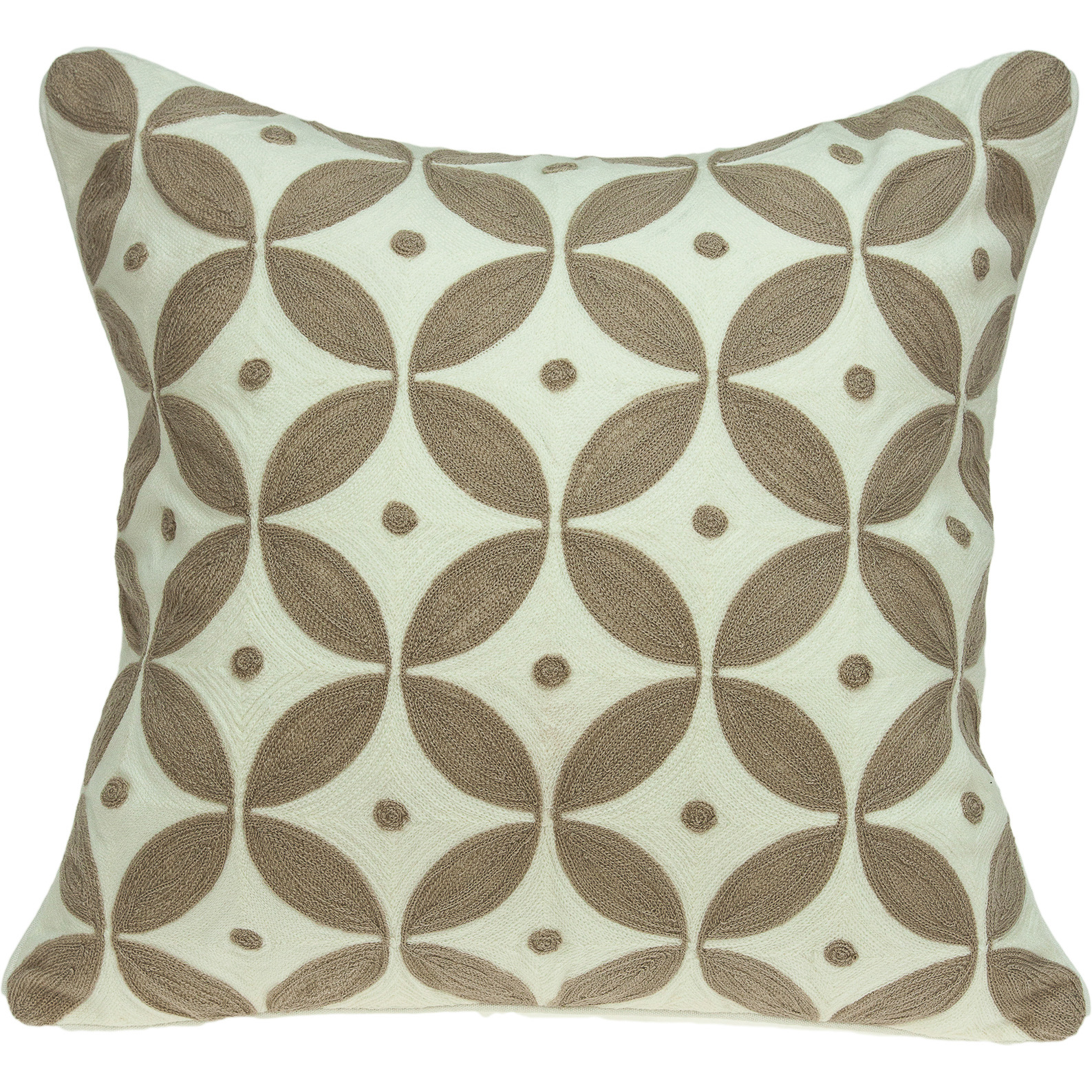 Parkland Collection Capella Transitional Beige and White Pillow Cover With Poly Insert