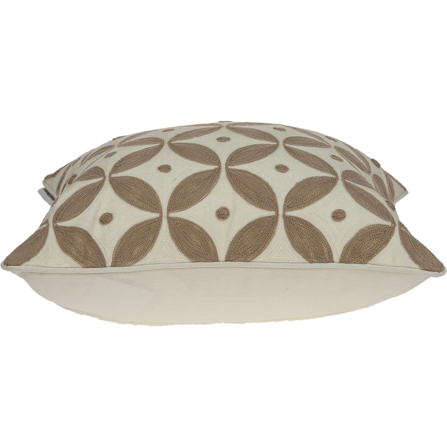 Parkland Collection Capella Transitional Beige and White Pillow Cover With Poly Insert