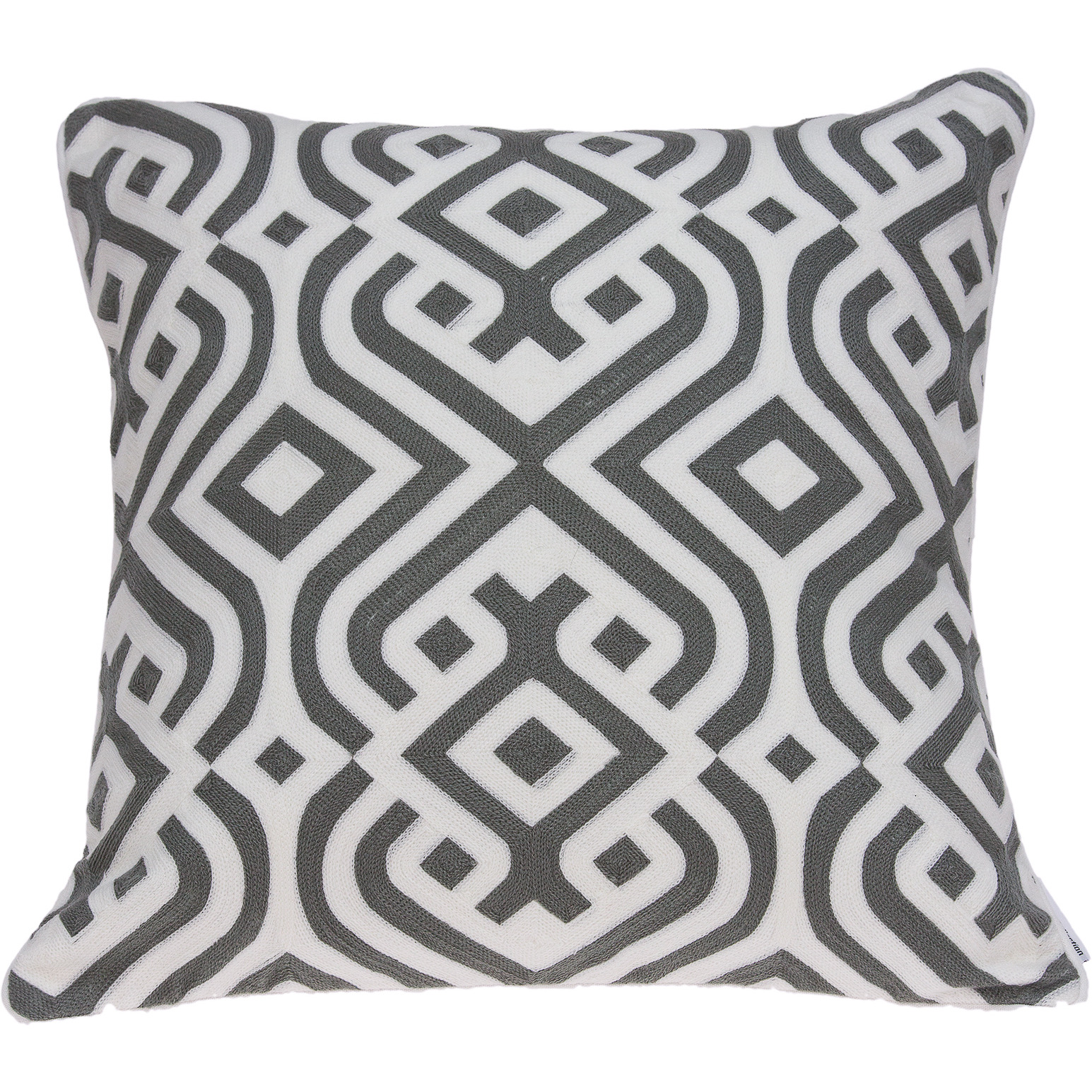 Parkland Collection Vega Traditional Grey and White Pillow Cover With Poly Insert