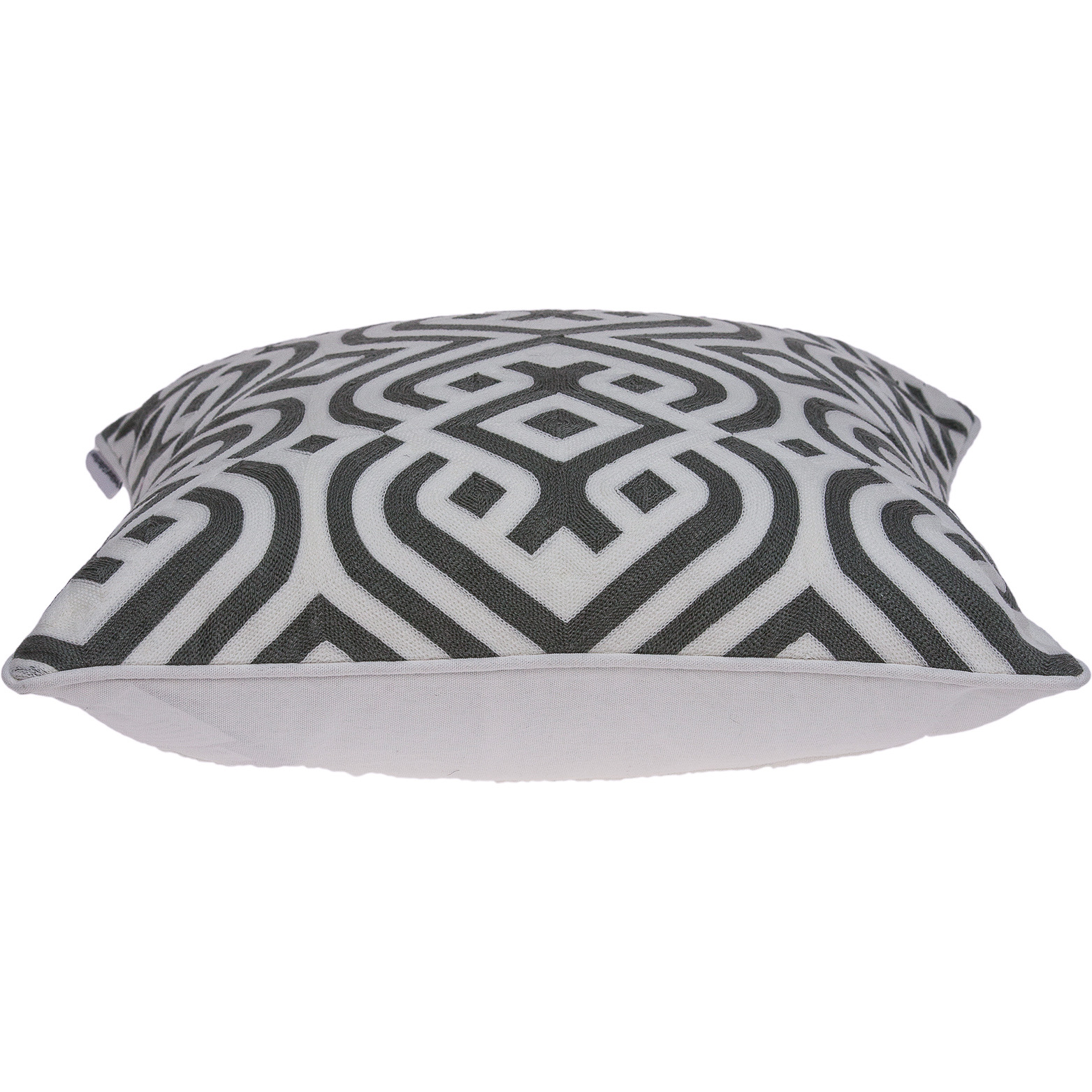 Parkland Collection Vega Traditional Grey and White Pillow Cover With Poly Insert