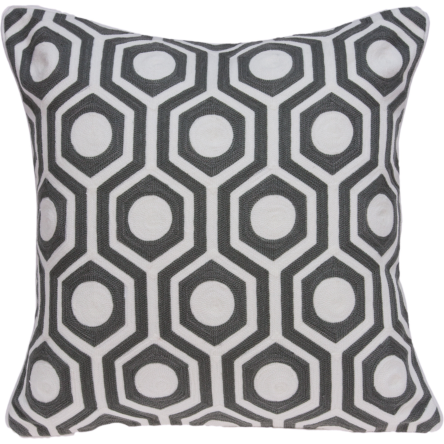 Parkland Collection Ursae Traditional Grey and White Pillow Cover With Poly Insert
