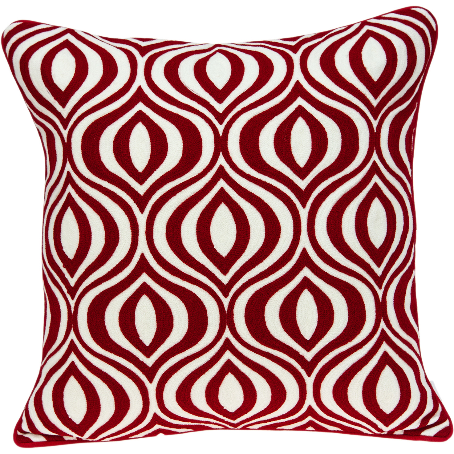 Parkland Collection Altia Transitional Red and White Pillow Cover With Poly Insert