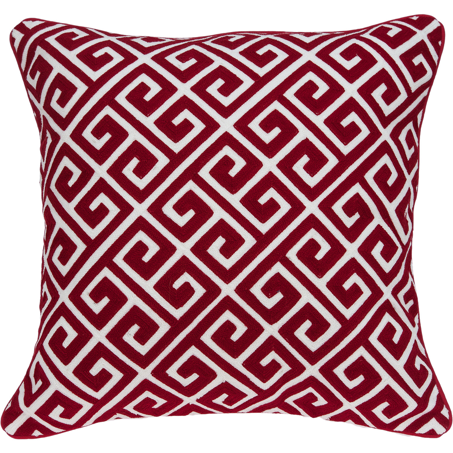 Parkland Collection Trix Transitional Red and White Pillow Cover With Poly Insert