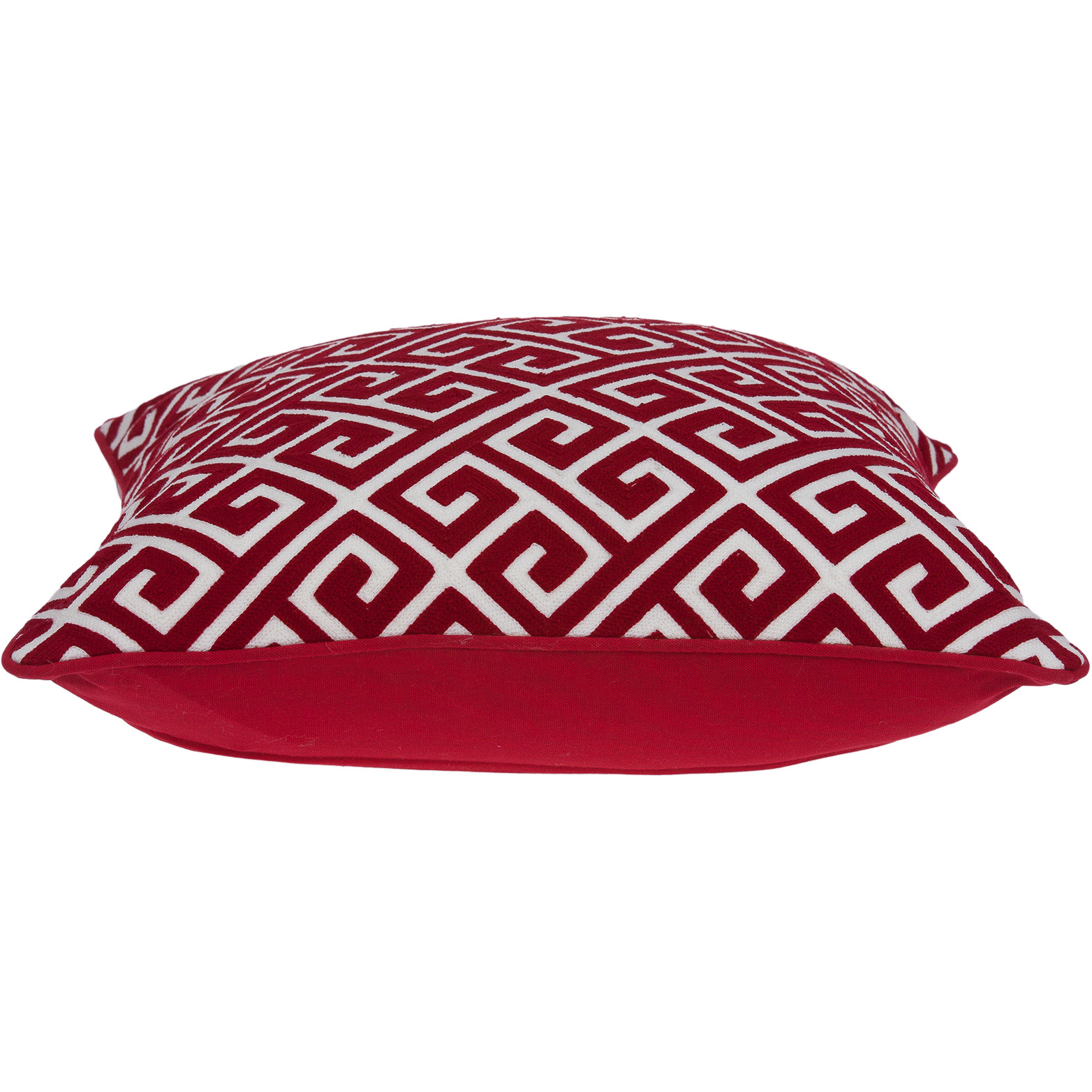 Parkland Collection Trix Transitional Red and White Pillow Cover With Poly Insert