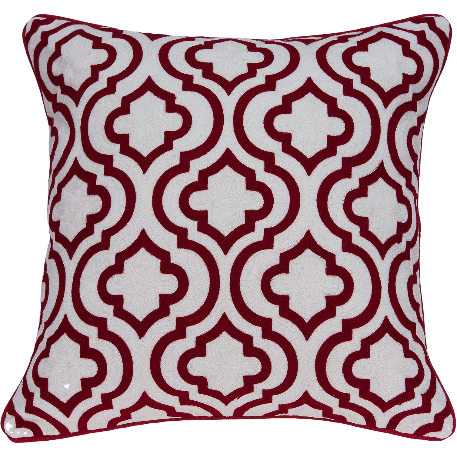 Parkland Collection Nilam Transitional Red and White Pillow Cover With Poly Insert