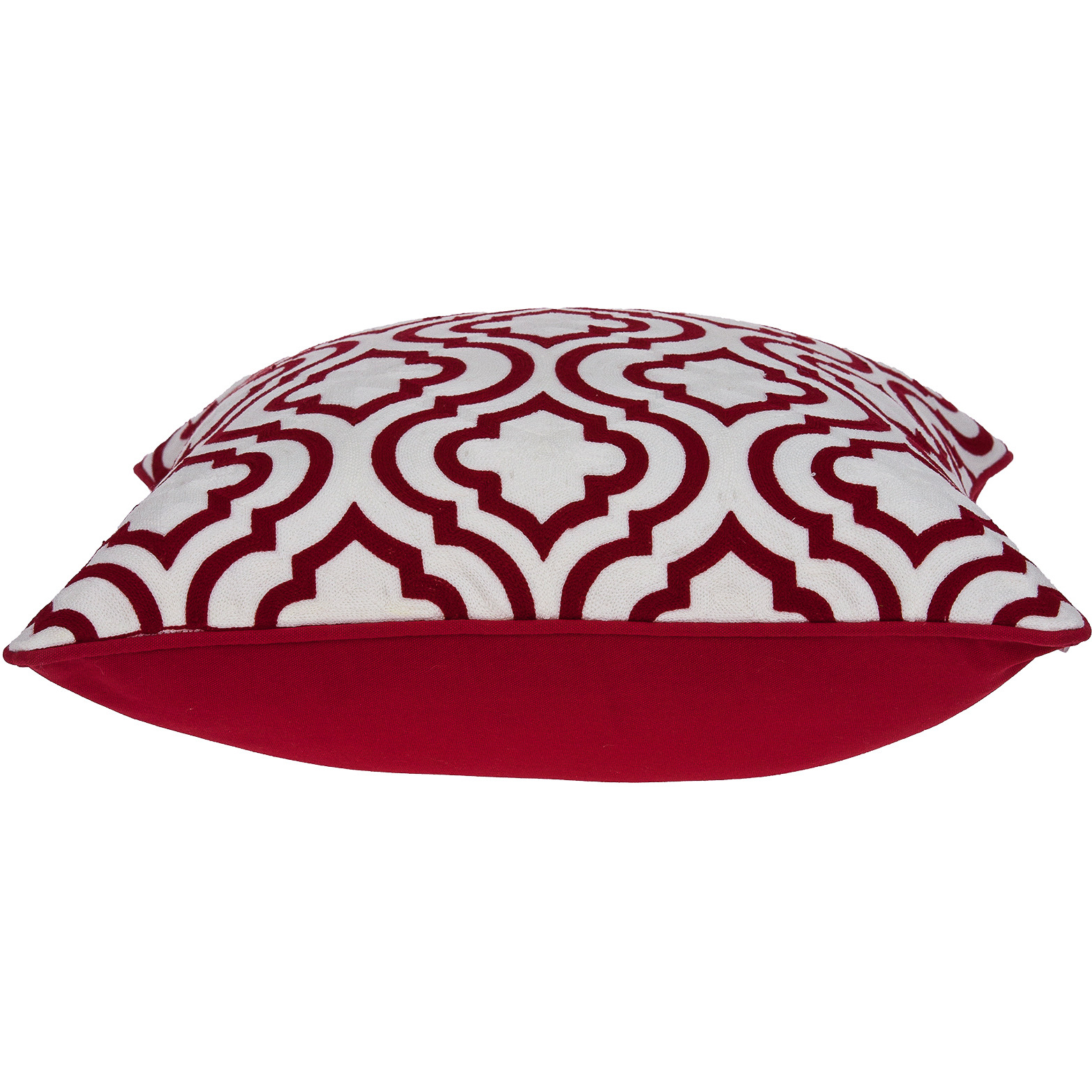 Parkland Collection Nilam Transitional Red and White Pillow Cover With Poly Insert