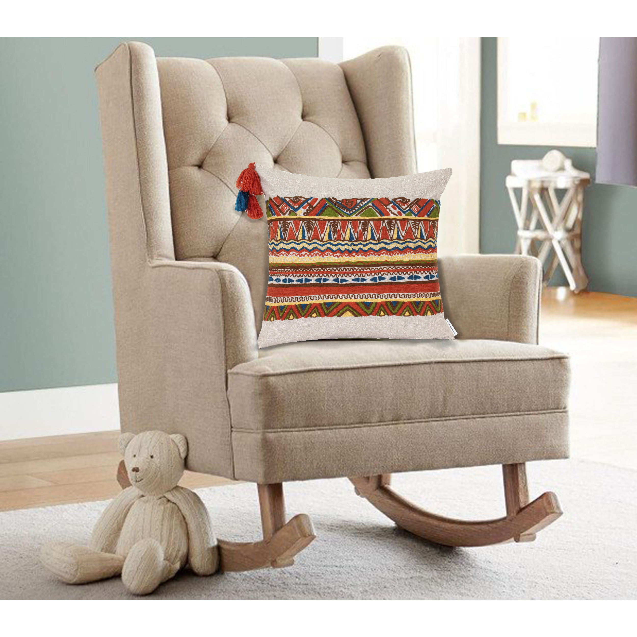 Parkland Collection Zelda Bohemian Multicolor Pillow Cover With Poly Insert