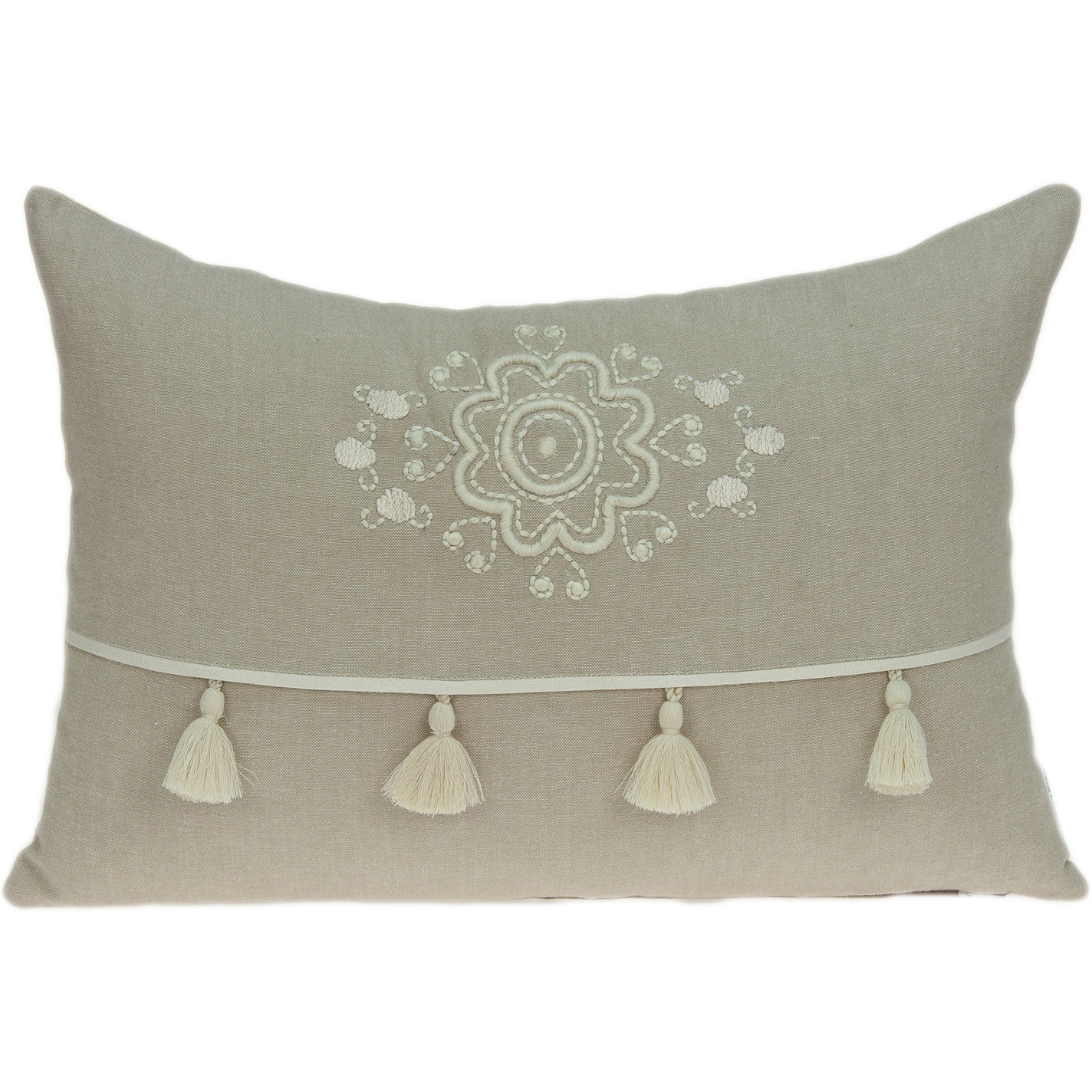 Parkland Collection Lea Transitional Beige Pillow Cover With Poly Insert