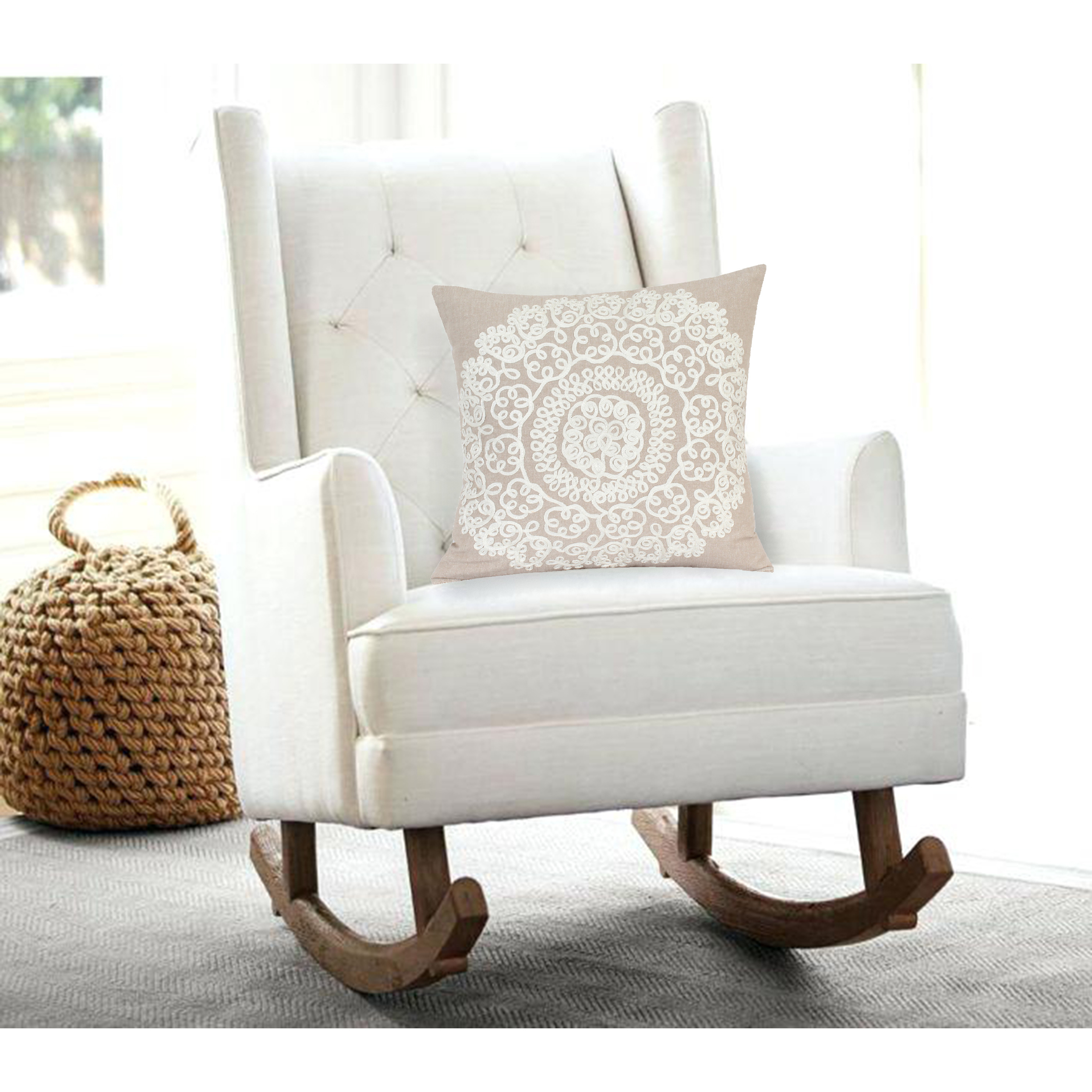 Parkland Collection Arlene Traditional Tan Pillow Cover With Poly Insert