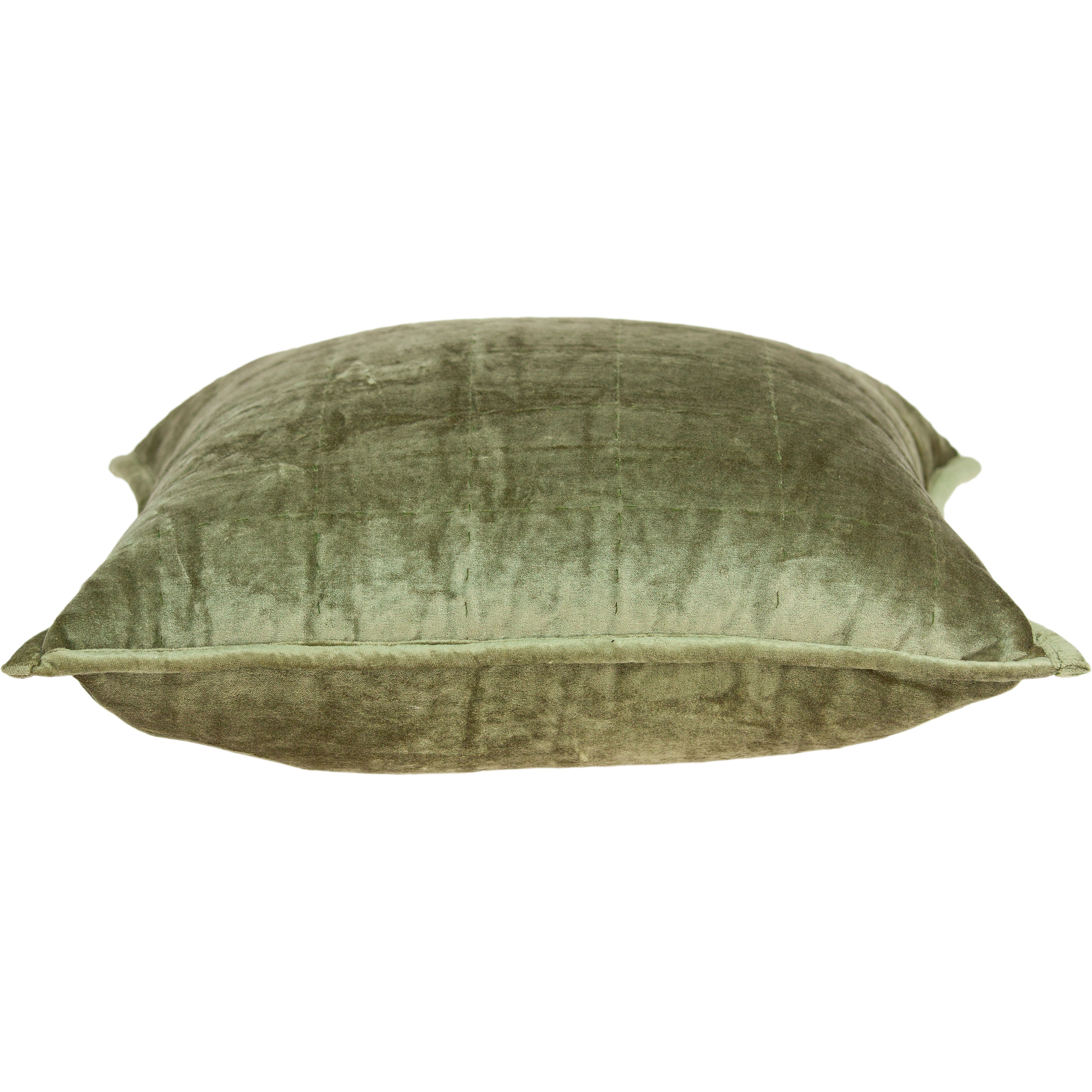 Parkland Collection Pilas Transitional Olive Solid Quilted Pillow Cover With Poly Insert