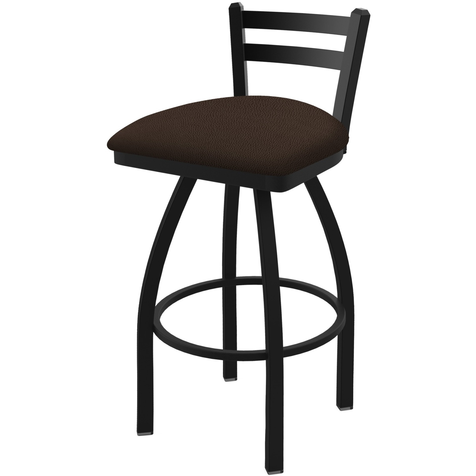 411 Jackie 25" Low Back Swivel Counter Stool with Black Wrinkle Finish and Rein Coffee Seat