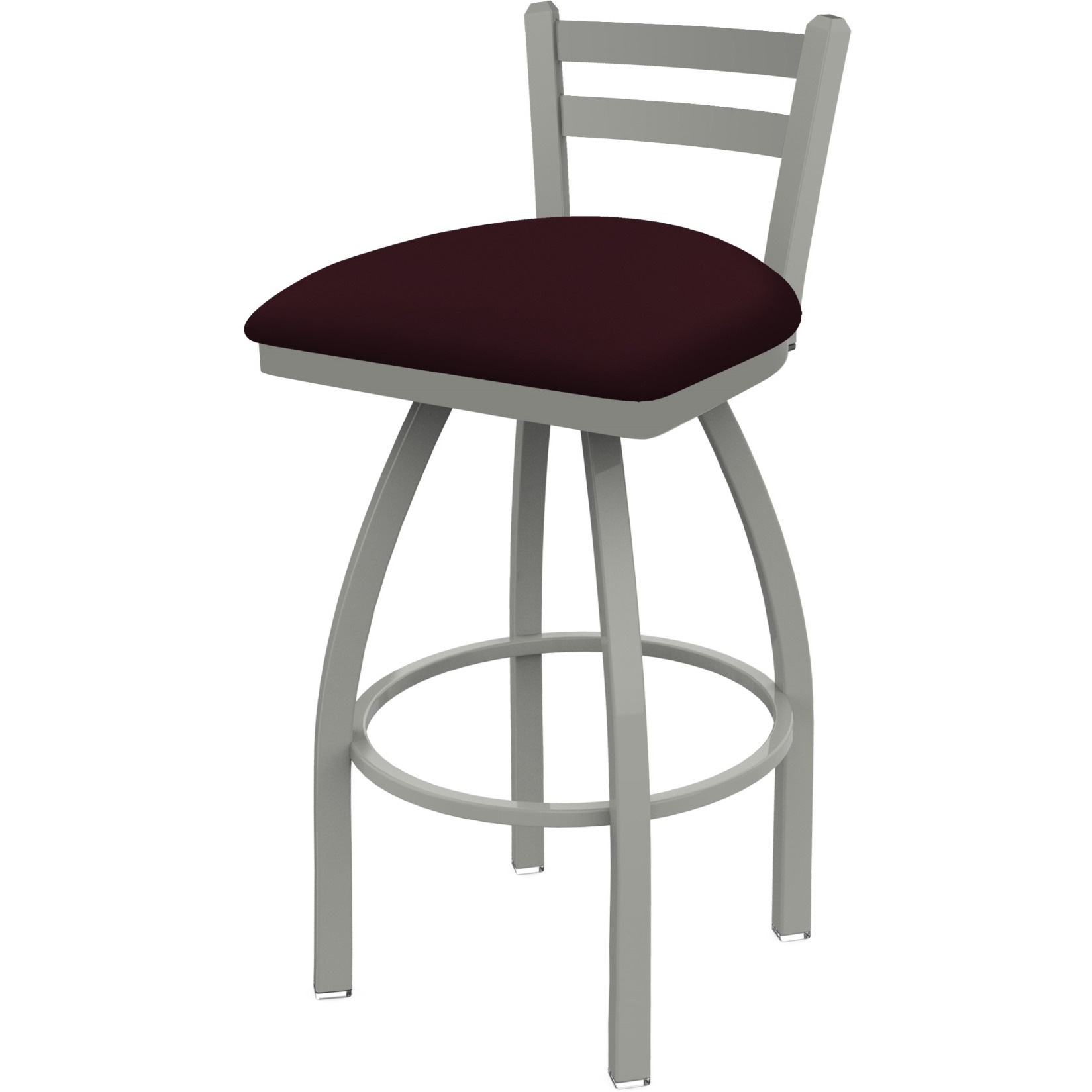 411 Jackie 30" Low Back Swivel Bar Stool with Anodized Nickel Finish and Canter Bordeaux Seat