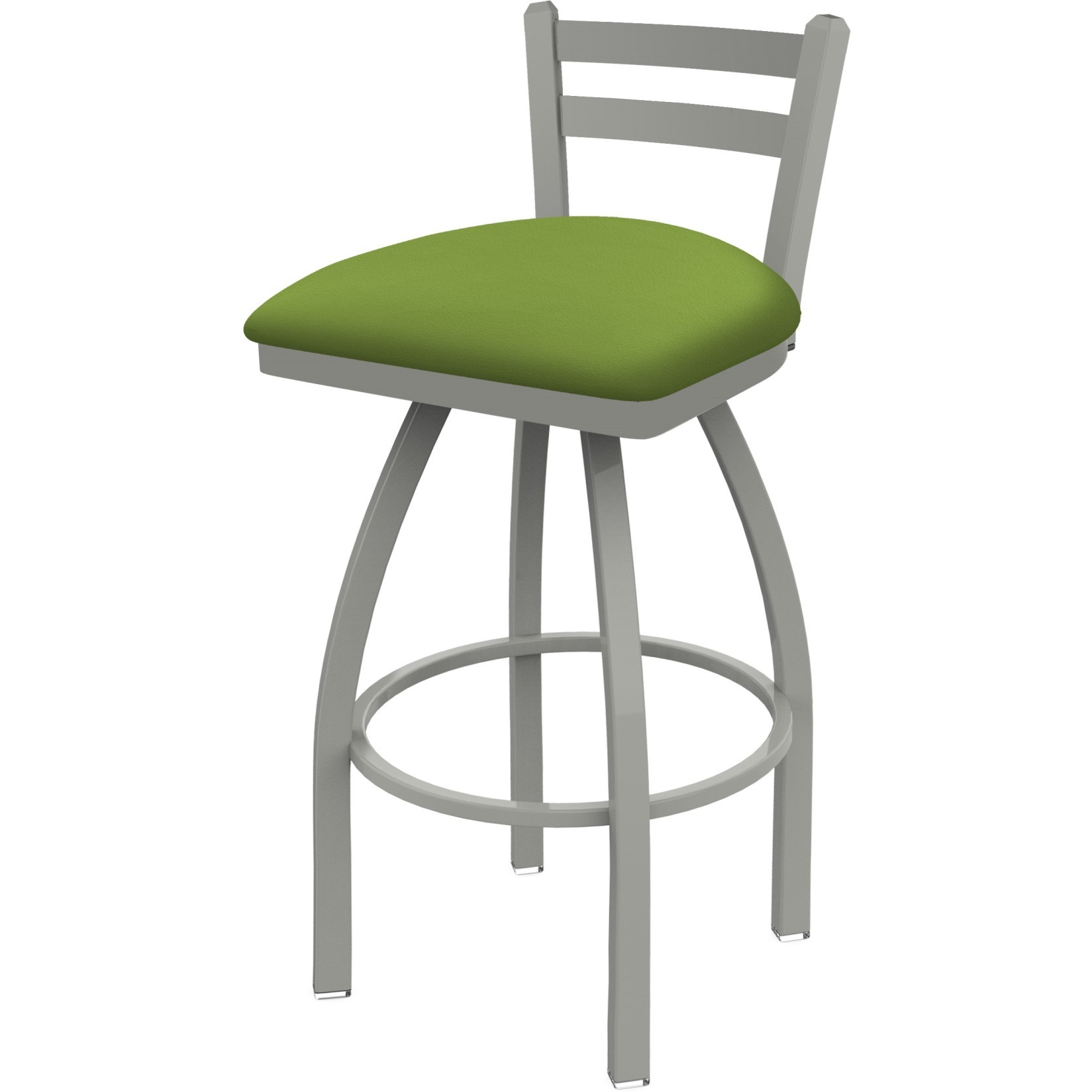 411 Jackie 30" Low Back Swivel Bar Stool with Anodized Nickel Finish and Canter Kiwi Green Seat