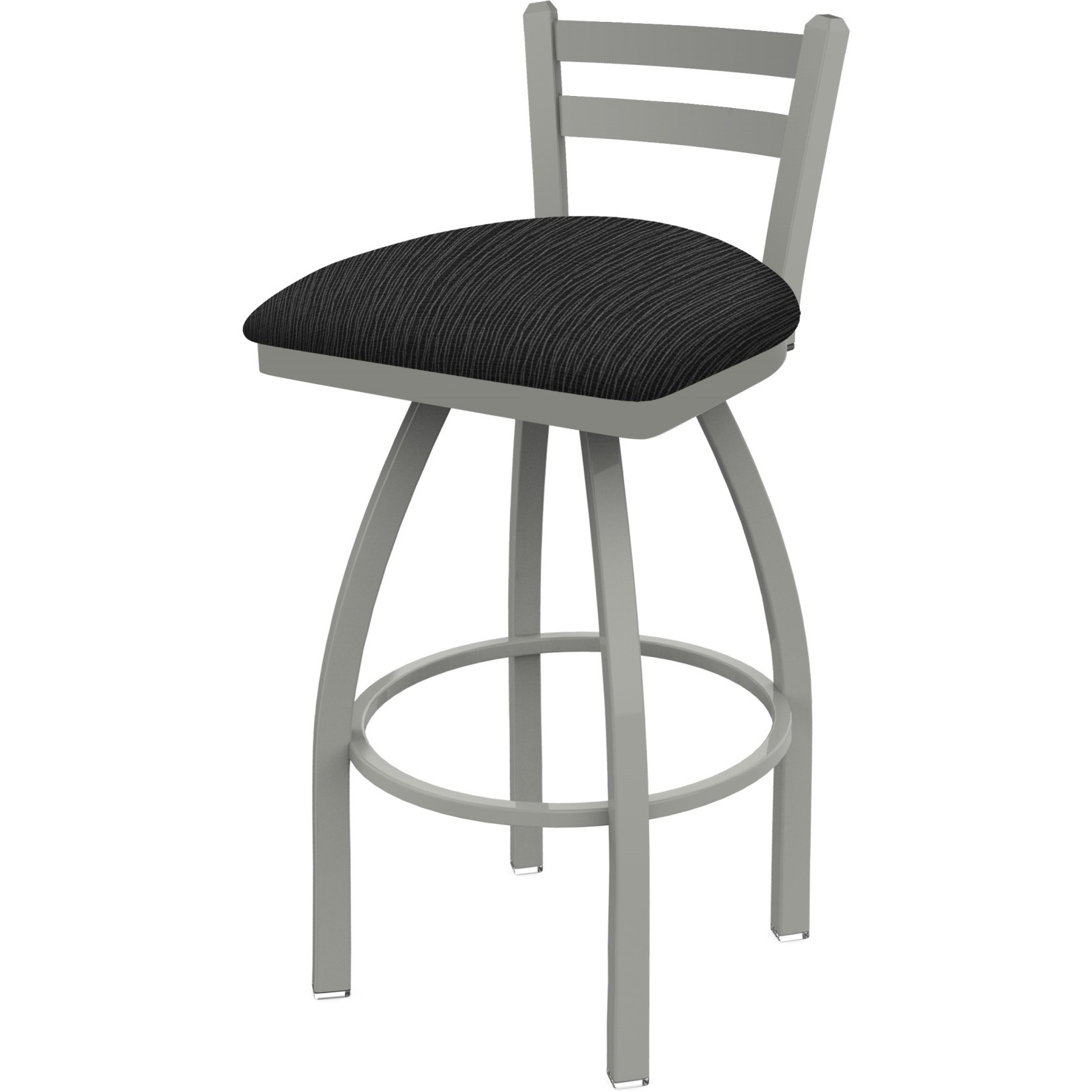 411 Jackie 30" Low Back Swivel Bar Stool with Anodized Nickel Finish and Graph Coal Seat