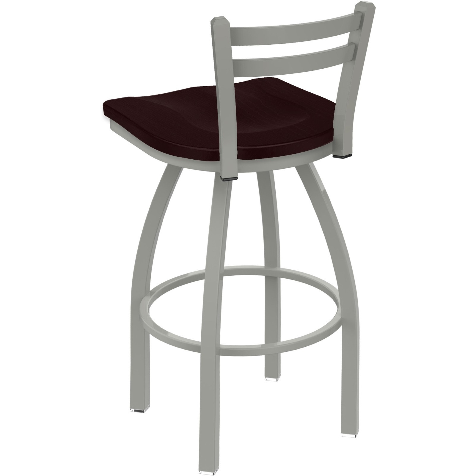 411 Jackie 30" Low Back Swivel Bar Stool with Anodized Nickel Finish and Dark Cherry Oak Seat