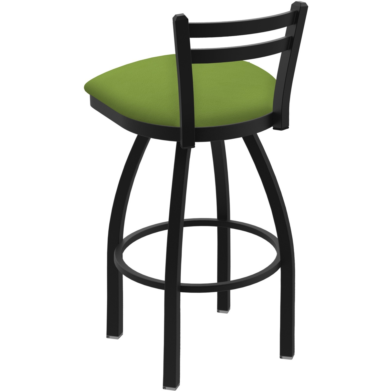 411 Jackie 30" Low Back Swivel Bar Stool with Black Wrinkle Finish and Canter Kiwi Green Seat