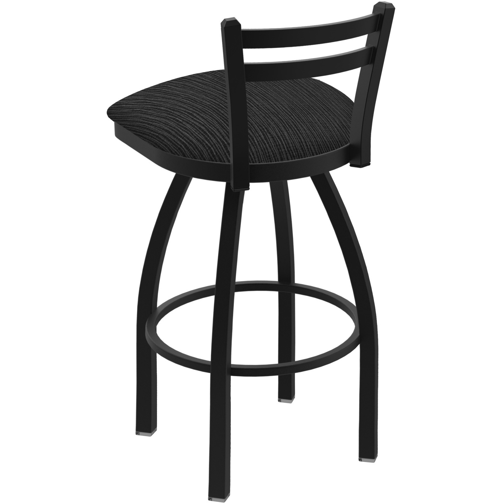 411 Jackie 30" Low Back Swivel Bar Stool with Black Wrinkle Finish and Graph Coal Seat
