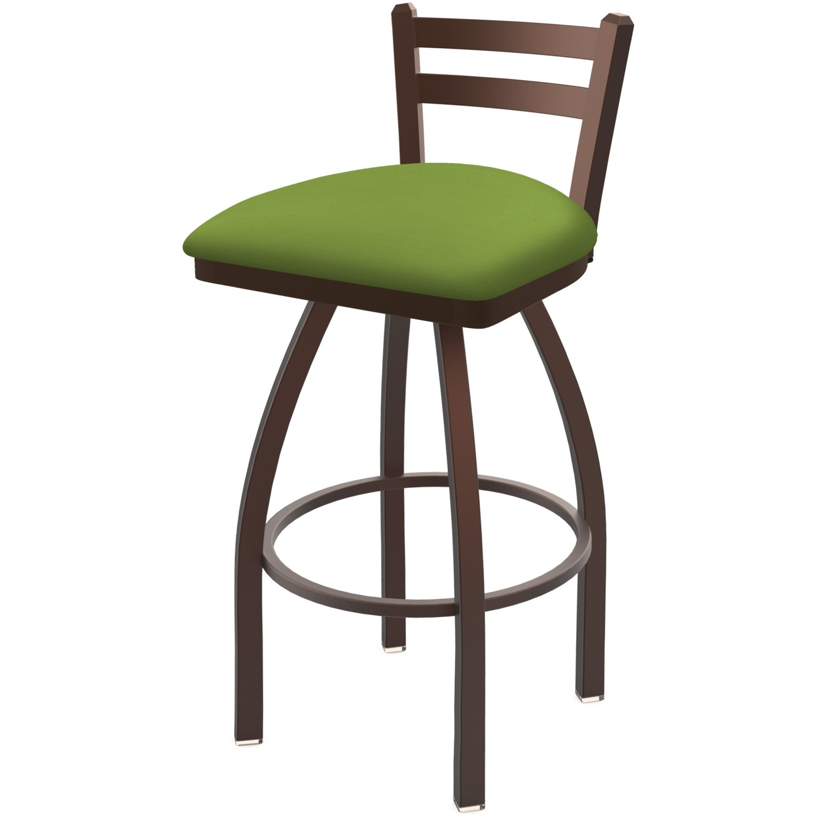 411 Jackie 30" Low Back Swivel Bar Stool with Bronze Finish and Canter Kiwi Green Seat