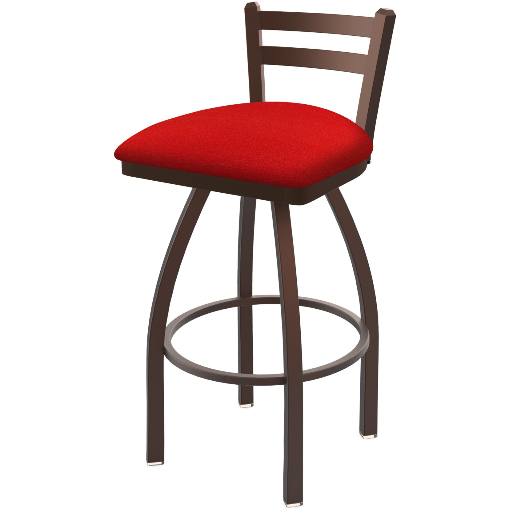 411 Jackie 30" Low Back Swivel Bar Stool with Bronze Finish and Canter Red Seat