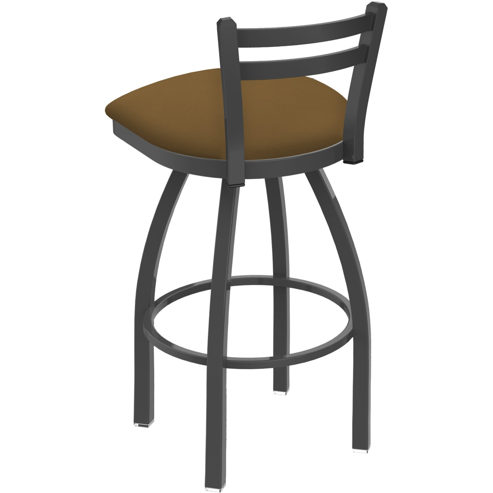 411 Jackie 30" Low Back Swivel Bar Stool with Pewter Finish and Canter Saddle Seat