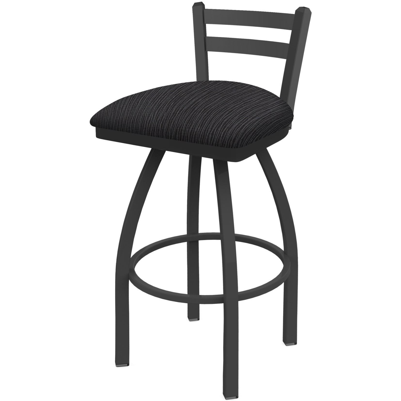 411 Jackie 30" Low Back Swivel Bar Stool with Pewter Finish and Graph Anchor Seat